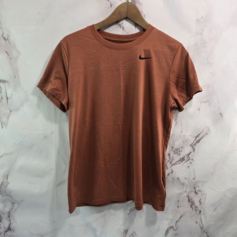 Nike Women's Short Sleeve Tee in Rust with Black Swoosh